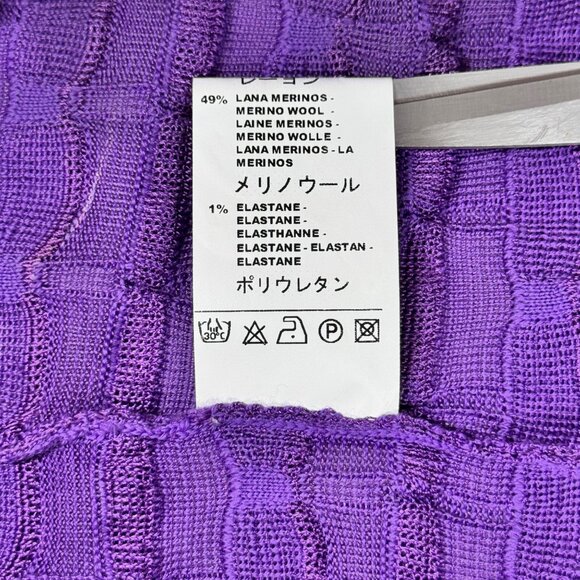 NWT MISSONI Mini Dress Sz.L Knit Purple Wool Blend Keyhole Bell Sleeve 70s Boho - Picture 9 of 15